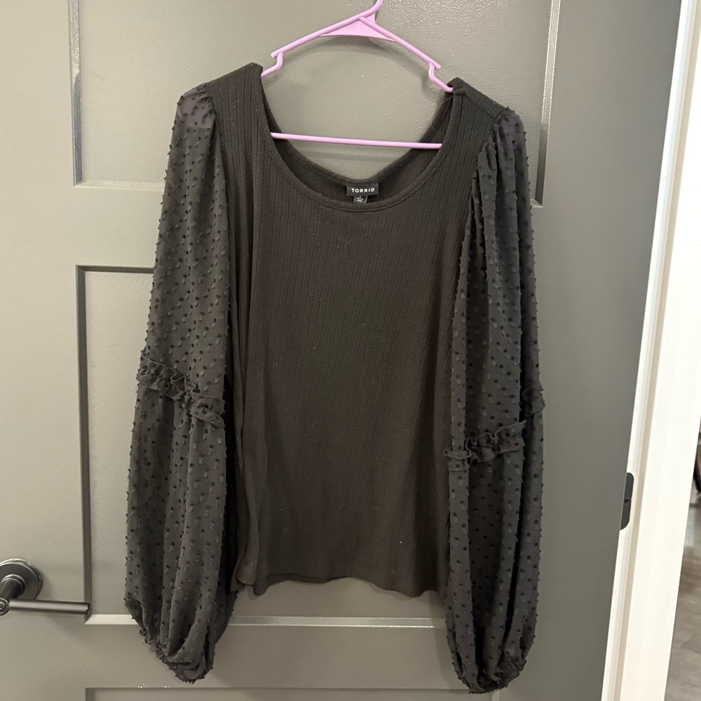 Torrid Black Ribbed Knit Top